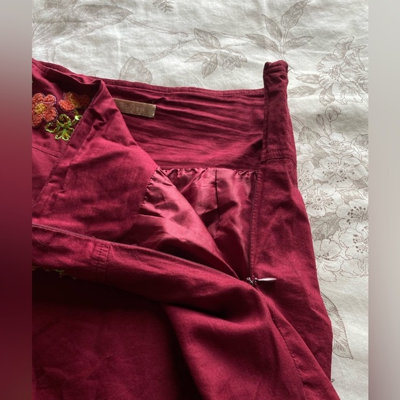 Y2K Red Sequin Embroidered Cotton Skirt Medium Fairy Ethereal Goblincore Boho - Picture 9 of 11